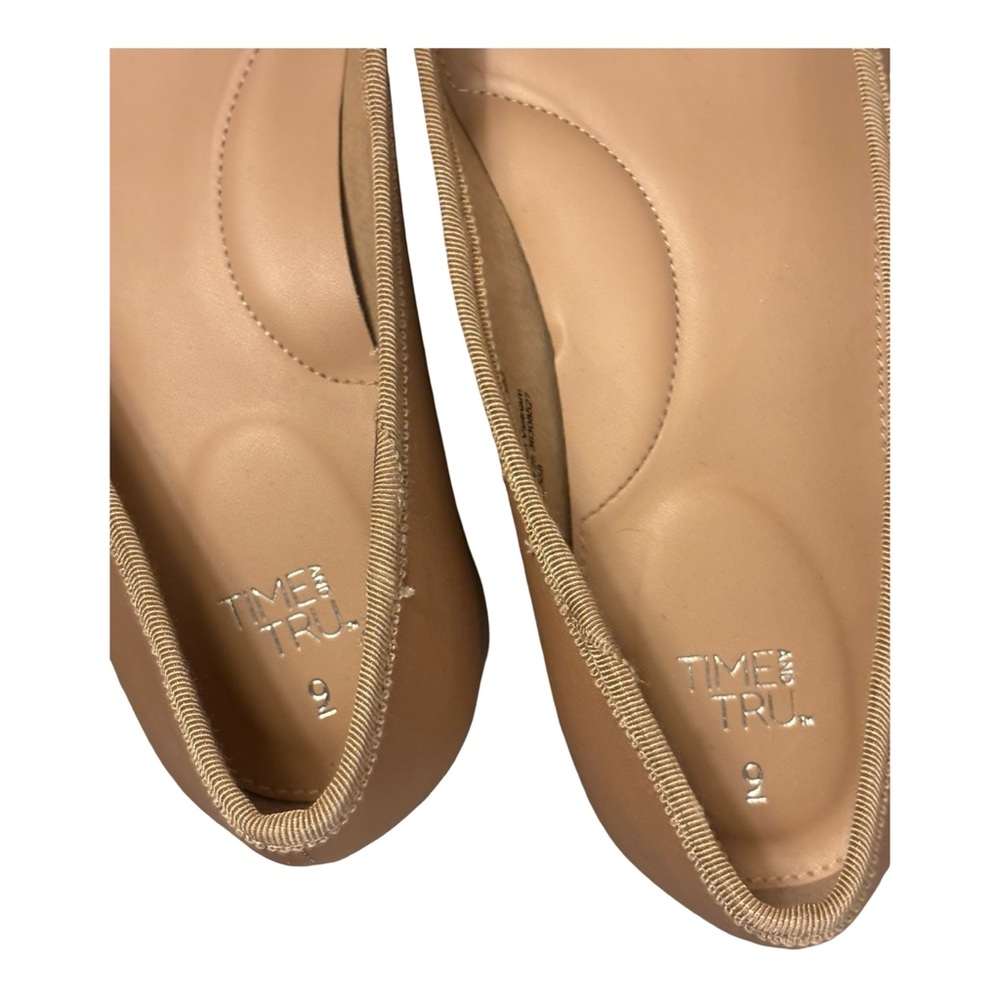 Time and Tru Nude Tan Low Block Heel Ballet Flats - Picture 6 of 9